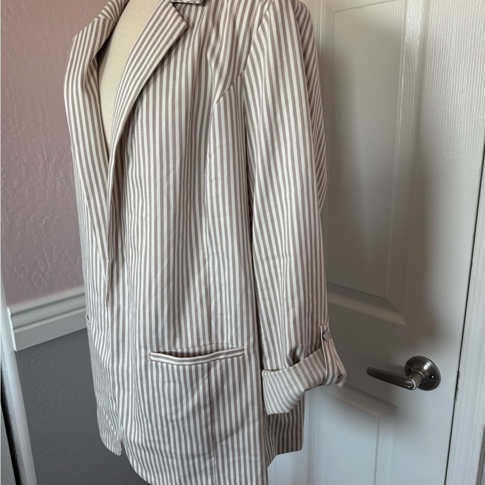 Evri Striped Women's Blazer Open Dressy Blazer Jacket SZ 1X Office Casual Career - Picture 4 of 16